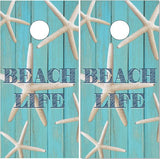 Starfish Beach Wood Cornhole Wrap