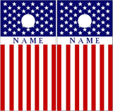 Stars And Stripes Flag Name Cornhole Wrap