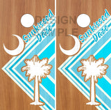 Sunkissed Daze Beach Wood Cornhole Wrap