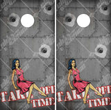 Take off Time Pin Up Girl Cornhole Wrap