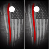 Tattered Thin Red Line Flag UV Direct Print Cornhole Tops