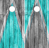 Teal Beach Wood Cornhole Wrap