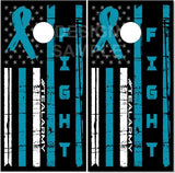 Teale Awareness Ribbon Cornhole Wrap