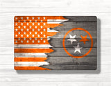 Tennessee Flag Orange Wood Print