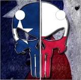 Texas Flag Wood Skull Cornhole Wrap