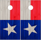 Texas Flag Wood Star Cornhole Wrap