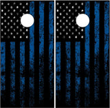 Thin Blue line Grunge Flag UV Direct Print Cornhole Tops