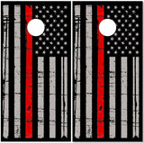 Thin Red Line Distressed FLag Cornhole Wrap