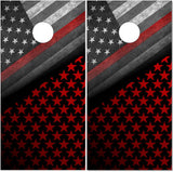 Thin Red Line Flag Cornhole Wrap