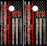 Thine Red Line 911 Never Forget UV Direct Print Cornhole Tops