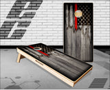 Torn Thin Red Line Cornhole Boards