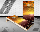 Track and Field Sunset Cornhole Boards