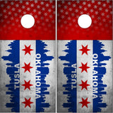 Tulsa Oklahoma Grunge Flag Cornhole Wrap