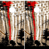 Turkey Red Line Flag Cornhole Tops