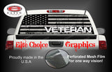 Veteran Distressed Flag Gray Rear Window Wrap