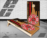 Volunteer Firefighter Flag Wood Cornhole Boards
