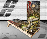 Walleye Fish Camo Flag Cornhole Boards