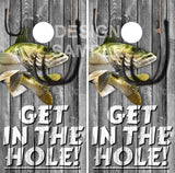 Walleye Fish Hole Wood Cornhole Tops