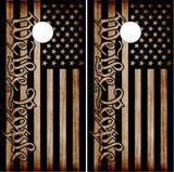 We The People Burnt Flag UV Direct Print Cornhole Tops