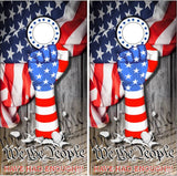 We The People Flag Wood Cornhole Wrap