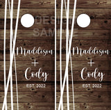 Wedding Date Wood Vines UV Direct Print Cornhole Tops