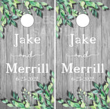 Wedding Name Floral Wood Cornhole Wrap