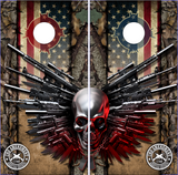 Wicked Wire 2nd Amendment Flag Camo UV Direct Print Cornhole Tops