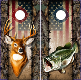Wicked Wire Bass Buck Camo Flag Cornhole Wrap