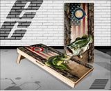 Wicked Wire Bass Fish Flag Camo Cornhole Boards