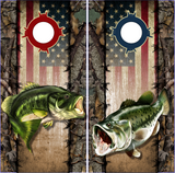 Wicked Wire Bass Fish Flag Camo UV Direct Print Cornhole Tops