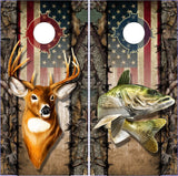 Wicked Wire Walleye Buck Flag Camo Cornhole Wrap