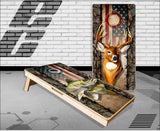 Wicked Wire Walleye Buck Flag Camo Cornhole Boards