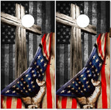 Wooden Cross Flag Pull UV Direct Print Cornhole Tops