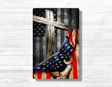 Wooden Cross Flag Pull Wood Print