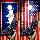 Wyoming American Flag Pull Cornhole Wrap