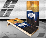 Wyoming flag Mountains Cornhole Boards