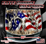 American Deer Hunter Flag Camo B&W Vinyl Hood Wrap Bonnet Decal Sticker Graphic Universal Fit