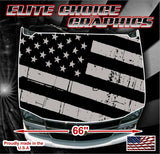 American Flag Distressed Black And Gray Vinyl Hood Wrap Bonnet Decal Sticker Graphic Universal Fit