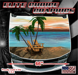 Beach Scene Sunset Vinyl Hood Wrap Bonnet Decal Sticker Graphic Universal Fit