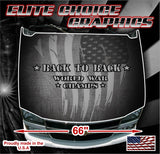Distressed American Flag World War Champs Vinyl Hood Wrap Bonnet Decal Sticker Graphic Universal Fit