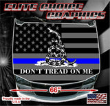 Dont Tread On Me Blue Line Flag Vinyl Hood Wrap Bonnet Decal Sticker Graphic Universal Fit