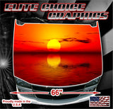 Summer Beach Nights Sunset Vinyl Hood Wrap Bonnet Decal Sticker Graphic Universal Fit