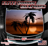 Tropical Beach Sunset 1 Vinyl Hood Wrap Bonnet Decal Sticker Graphic Universal Fit