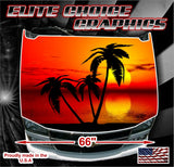 Tropical Beach Sunset 6 Vinyl Hood Wrap Bonnet Decal Sticker Graphic Universal Fit