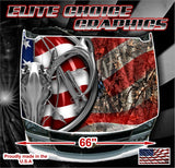 American Deer Hunter Flag Camo Vinyl Hood Wrap Bonnet Decal Sticker Graphic Universal Fit