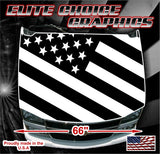 American Flag Black and White Vinyl Hood Wrap Bonnet Decal Sticker Graphic Universal Fit