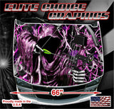 Bow Reaper Obliteration Skull Pink Camo Vinyl Hood Wrap Bonnet Decal Sticker Graphic Universal Fit