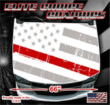 Firefighter Thin Red Line White Vinyl Hood Wrap Bonnet Decal Sticker Graphic Universal Fit