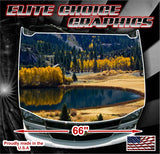 Mountain Lake Scene Vinyl Hood Wrap Bonnet Decal Sticker Graphic Universal Fit