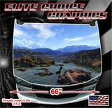 Mountain Stream Scene Vinyl Hood Wrap Bonnet Decal Sticker Graphic Universal Fit